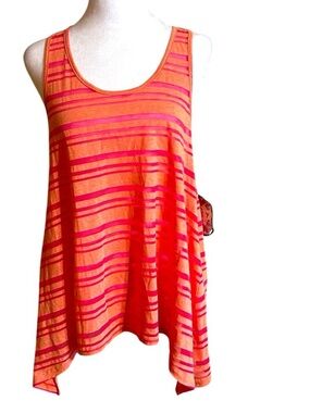 Orange & Pink Striped Racerback Tank Top